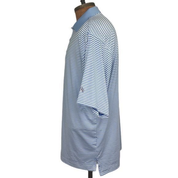 Footjoy Hershey Country Club Polo Shirt Men Size Medium Blue White Striped - Picture 2 of 5